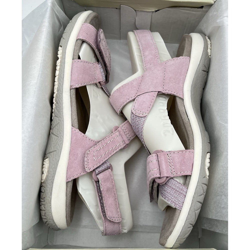 Earth Origins Womens Savoy Slade Adjustable Leather Sandals Sz 8 Wide Light Pink - Picture 4 of 13